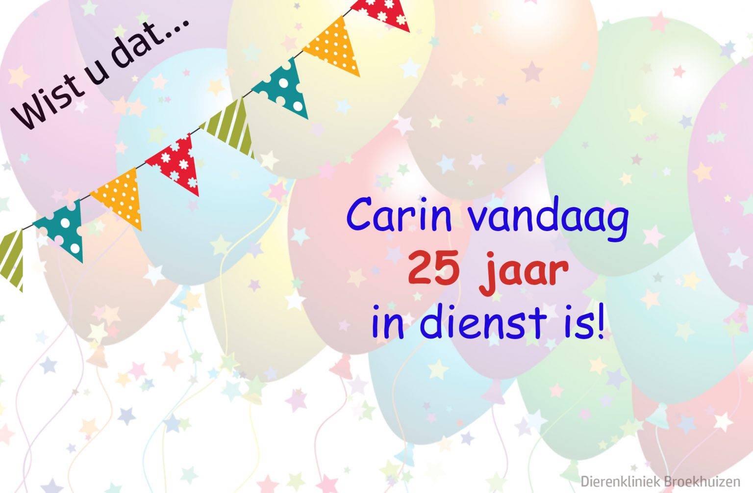 Carin 25 jaar in dienst! - Dierenkliniek Broekhuizen